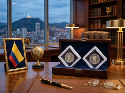 Moneda Bicentenario Conmemorativa en Marco Flotante Blanco de Lujo