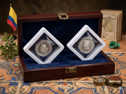Moneda Bicentenario Conmemorativa en Marco Flotante Blanco de Lujo