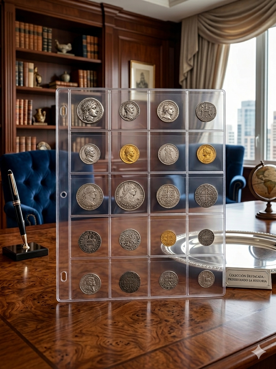 Hojas con Bolsillo o Solapa para Coleccionar Monedas x20  Excelente Calidad