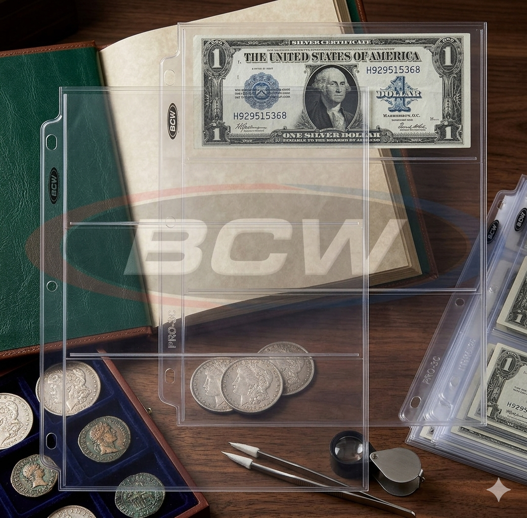 Hojas Bcw Para Albumes De Billetes 3 Compartimentos X 20 Ud