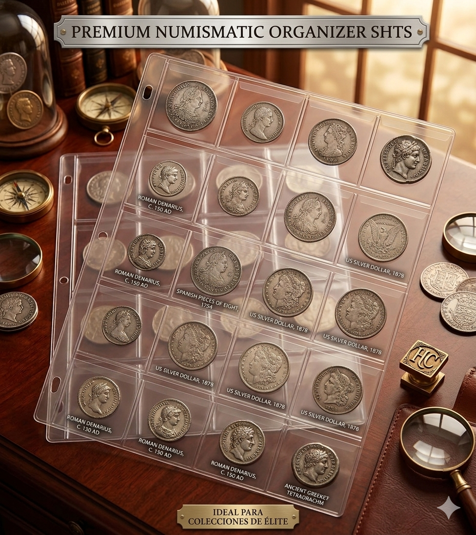Hojas con Bolsillo o Solapa para Coleccionar Monedas x20  Excelente Calidad