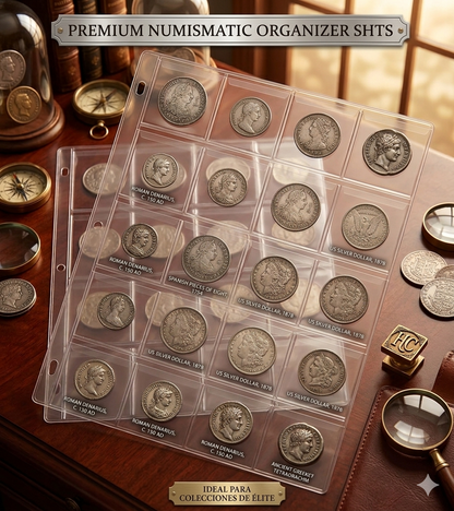 Hojas con Bolsillo o Solapa para Coleccionar Monedas x20  Excelente Calidad