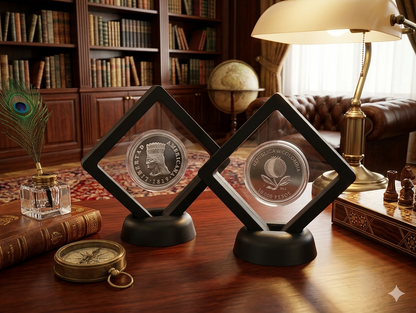 Moneda Bicentenario Conmemorativa en Marco Flotante Negro de Lujo