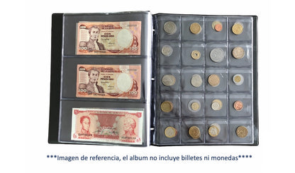 Album Para 60 Billetes y 200 Monedas Excelente Calidad Color Amarillo