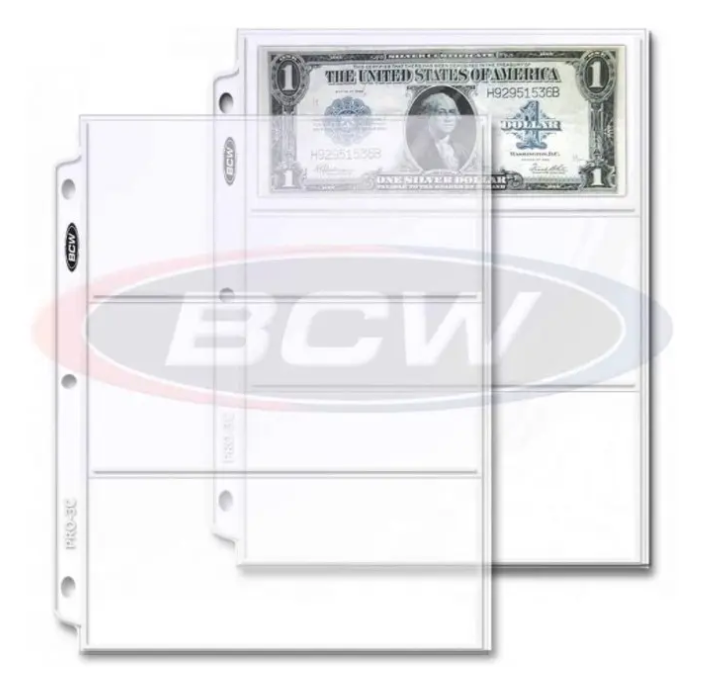Hojas Bcw Para Albumes De Billetes 3 Compartimentos X 20 Ud