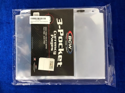 Hojas Bcw Para Albumes De Billetes 3 Compartimentos X 20 Ud