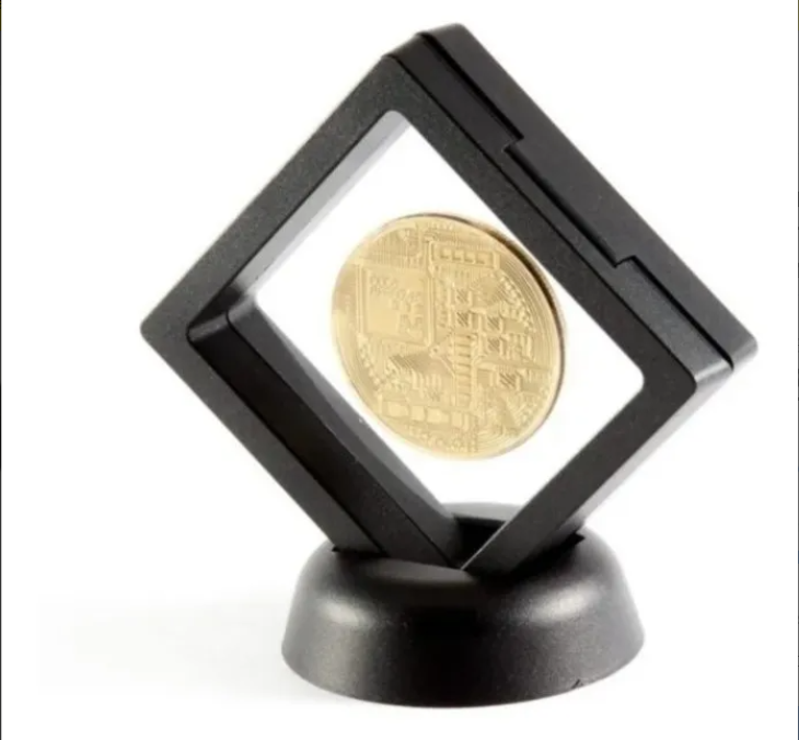 Moneda Bitcoin Coleccionable con Marco Flotante Negro 🪙 | Edición Especial para Traders