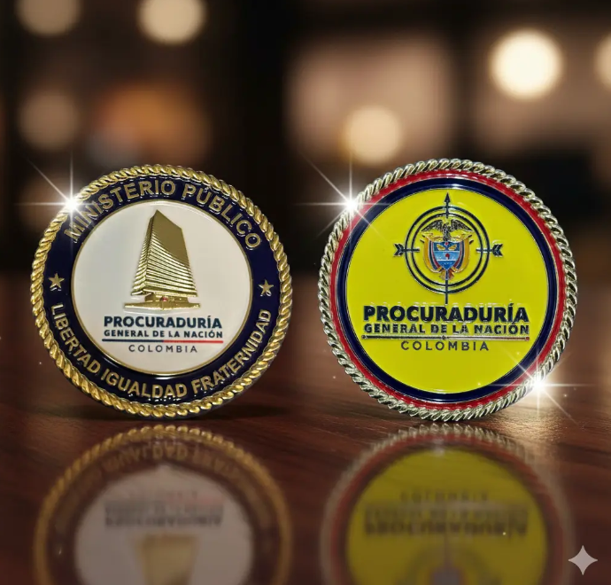 Moneda Conmemorativa Procuraduría General Nación Marco Flotante Blanco de Lujo