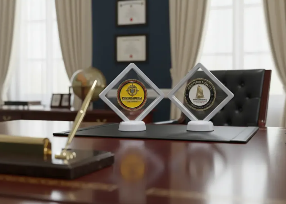 Moneda Conmemorativa Procuraduría General Nación Marco Flotante Blanco de Lujo