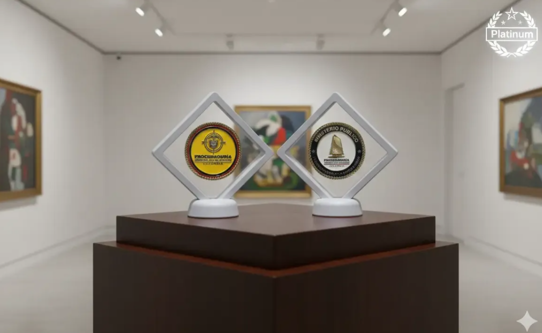 Moneda Conmemorativa Procuraduría General Nación Marco Flotante Blanco de Lujo