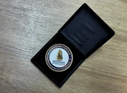 Moneda Conmemorativa Procuraduría General Nación Caja de Terciopelo Negro de Lujo