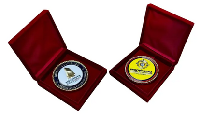 Moneda Conmemorativa Procuraduría General Nación Caja Roja de Lujo
