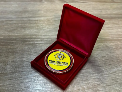 Moneda Conmemorativa Procuraduría General Nación Caja Roja de Lujo