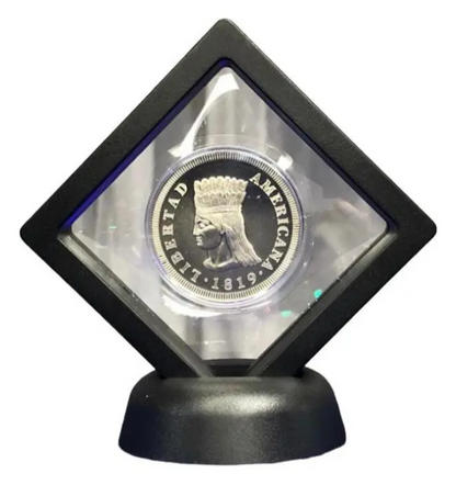 Moneda Bicentenario Conmemorativa en Marco Flotante Negro de Lujo