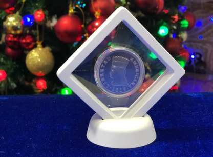 Moneda Bicentenario Conmemorativa en Marco Flotante Blanco de Lujo