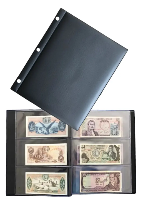 Álbum Colección 25 Billetes Antiguos Colombia y Mundo UNC | Set Numismático Premium