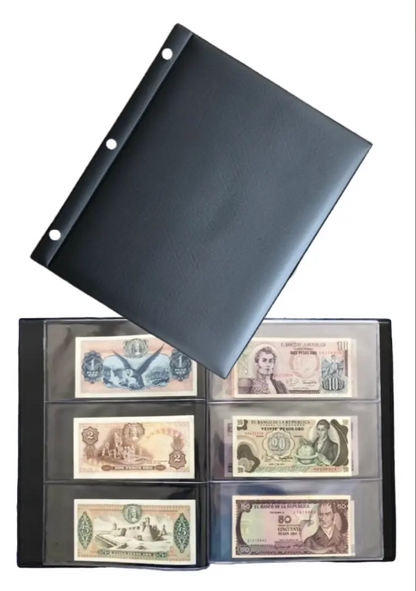 Álbum Colección 25 Billetes Antiguos Colombia y Mundo UNC | Set Numismático Premium