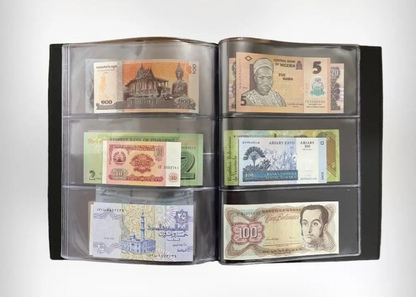 Álbum Colección 25 Billetes Antiguos Colombia y Mundo UNC | Set Numismático Premium