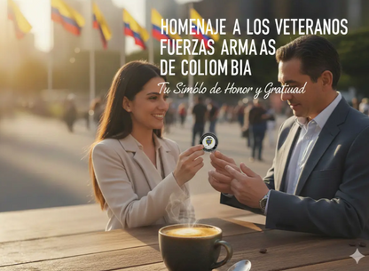 Moneda Homenaje Veteranos Colombia en Marco Flotante Negro | Fuerzas Armadas Edición Especial