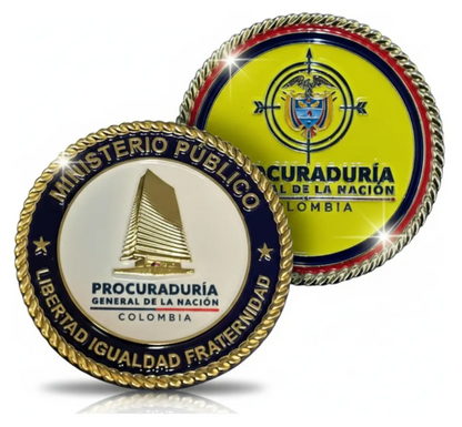 Moneda Conmemorativa Procuraduría General Nación Marco Flotante Negro de Lujo