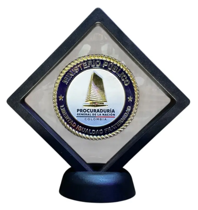 Moneda Conmemorativa Procuraduría General Nación Marco Flotante Negro de Lujo