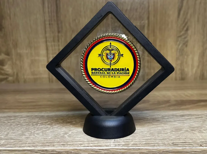 Moneda Conmemorativa Procuraduría General Nación Marco Flotante Negro de Lujo