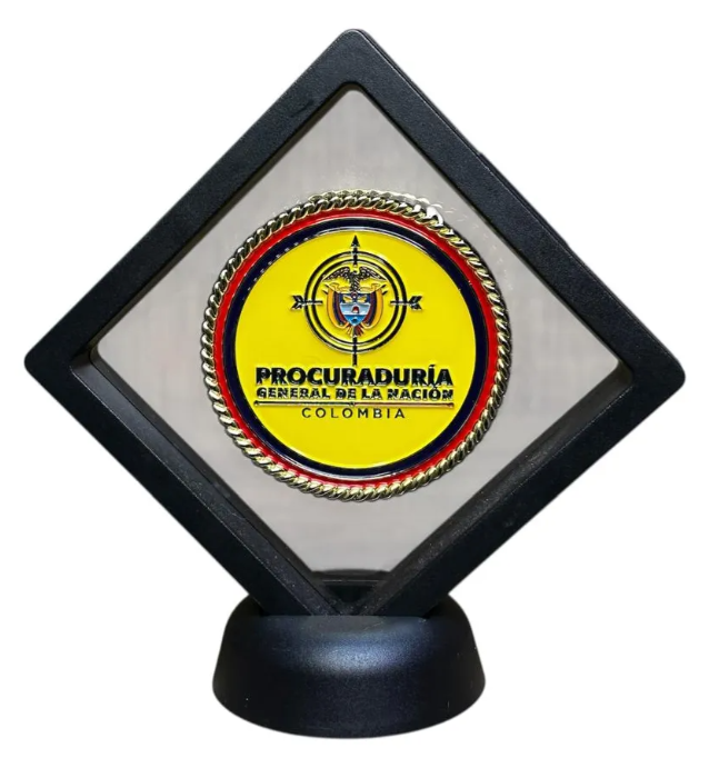 Moneda Conmemorativa Procuraduría General Nación Marco Flotante Negro de Lujo