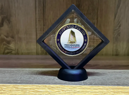 Moneda Conmemorativa Procuraduría General Nación Marco Flotante Negro de Lujo