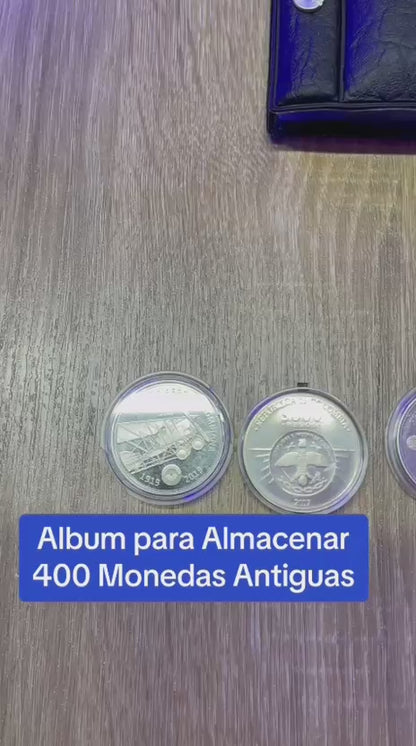 Album Para 400 Monedas Antiguas Excelente Calidad 20 Hojas Color Negro
